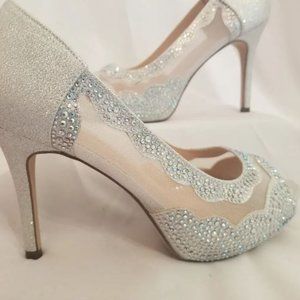 Sparkly Peep Toe Heels